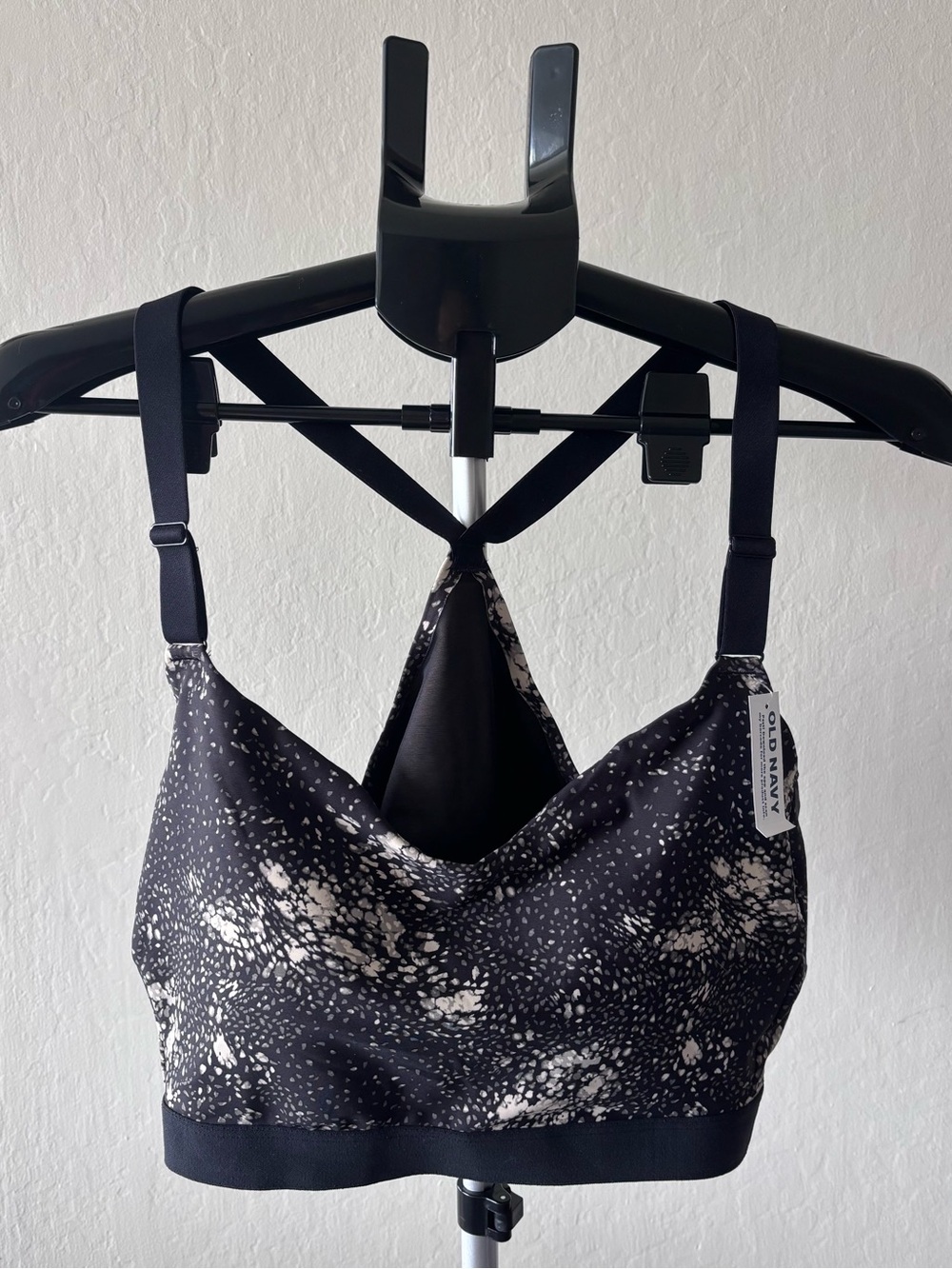 Black and White Speckled Sports Bra
